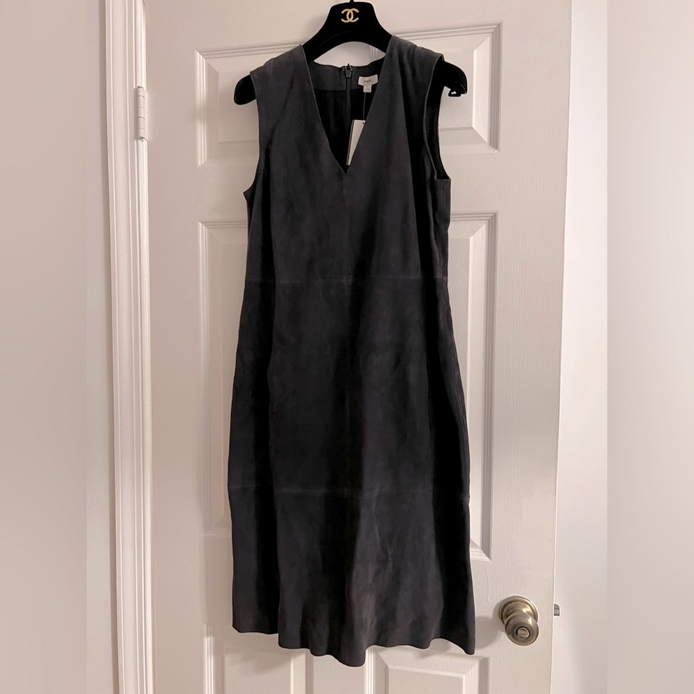 VINCE suede shift dress black size 10 Classic beautiful LBD Gorgeous NWT